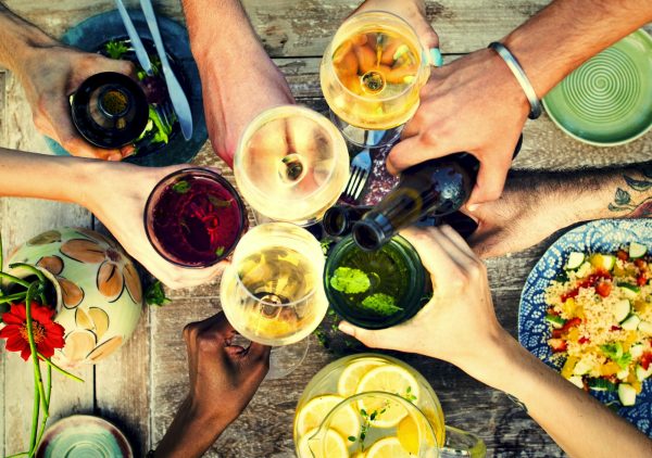 Summer party with food and drinks